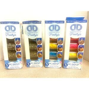 Diamond Dotz Freestyle 5-piece sampler packs Lot of 4 Metallic AB Sparkle & Neon